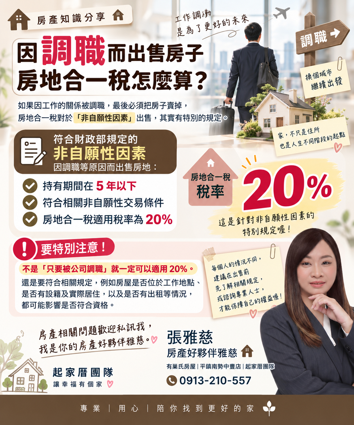 因調職而出售房子，房地合一稅怎麼算？